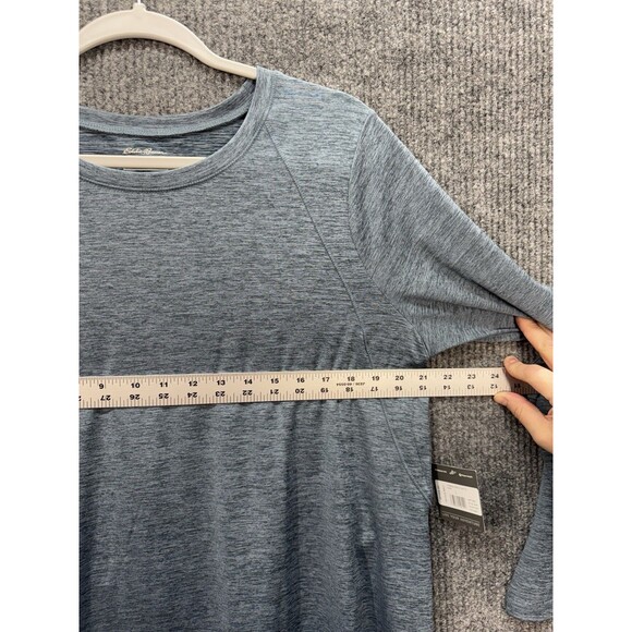 Eddie Bauer Resolution Tunic Tee Top Womens Large Blue Long Sleeve Wicking NEW - Picture 9 of 11